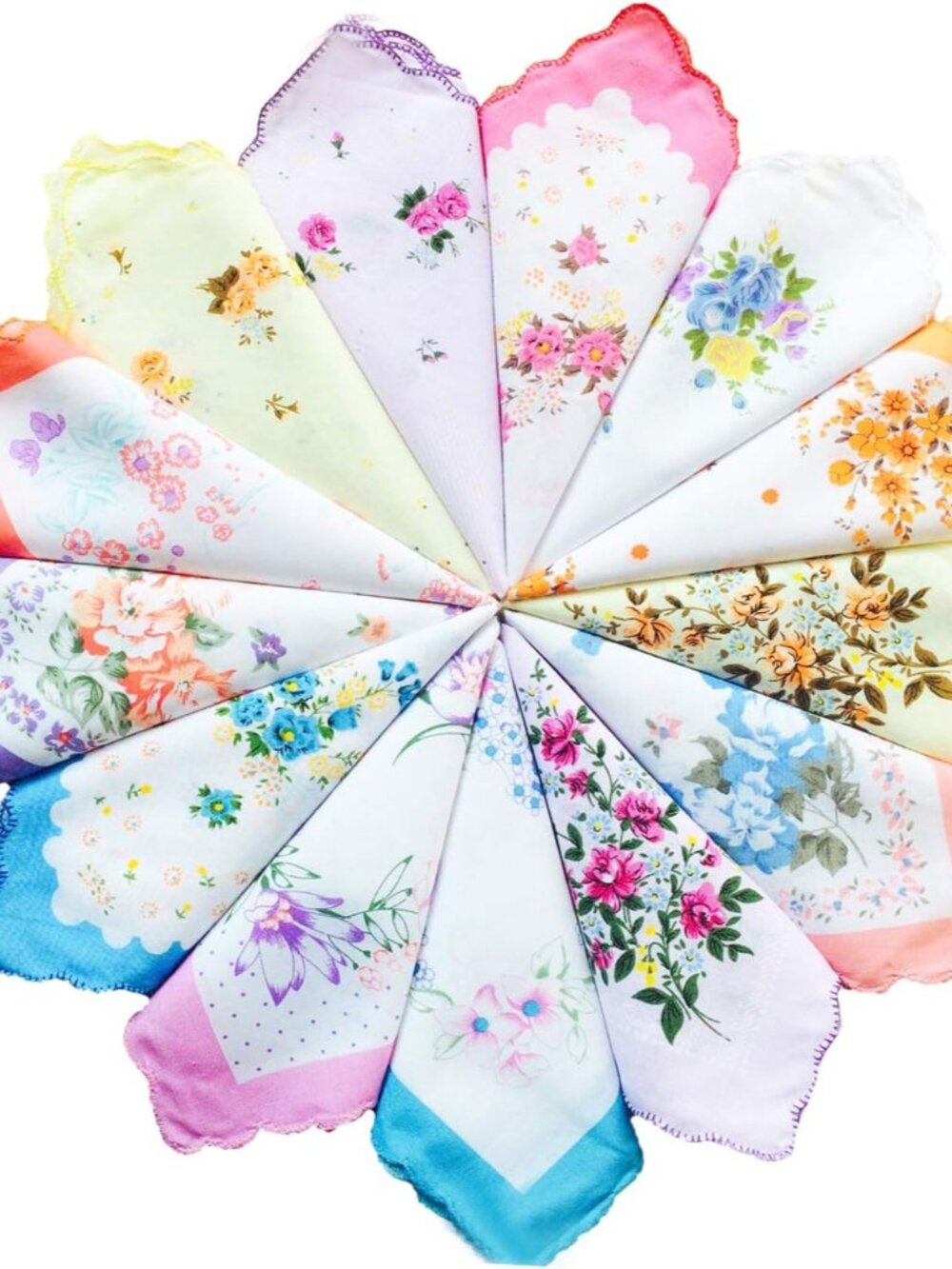 La Closure Ladies Vintage Floral 100% Cotton handkerchiefs mixed Bulk